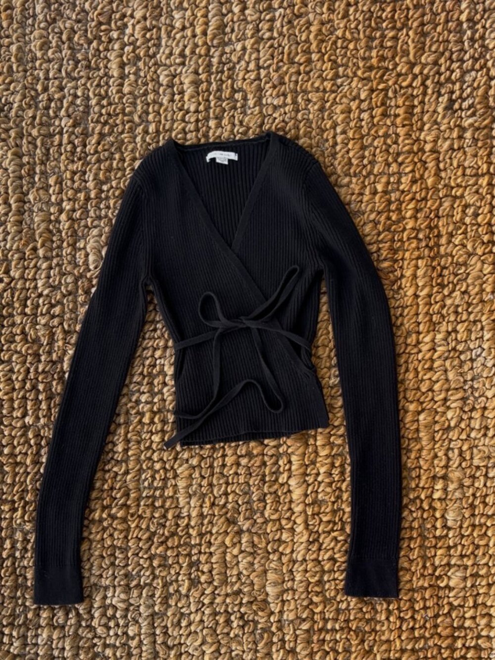 Black Ribbed American Eagle Wrap Ballet Sweater XS